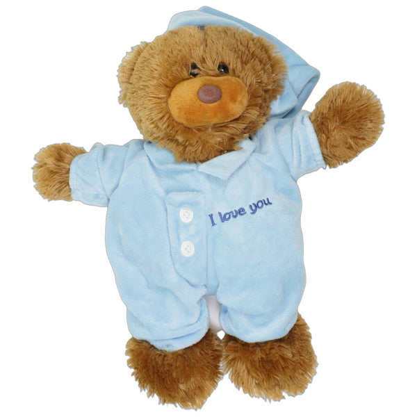 Flos Toys, großer schnarchender Bär in hellblauem Pyjama "I love you"
