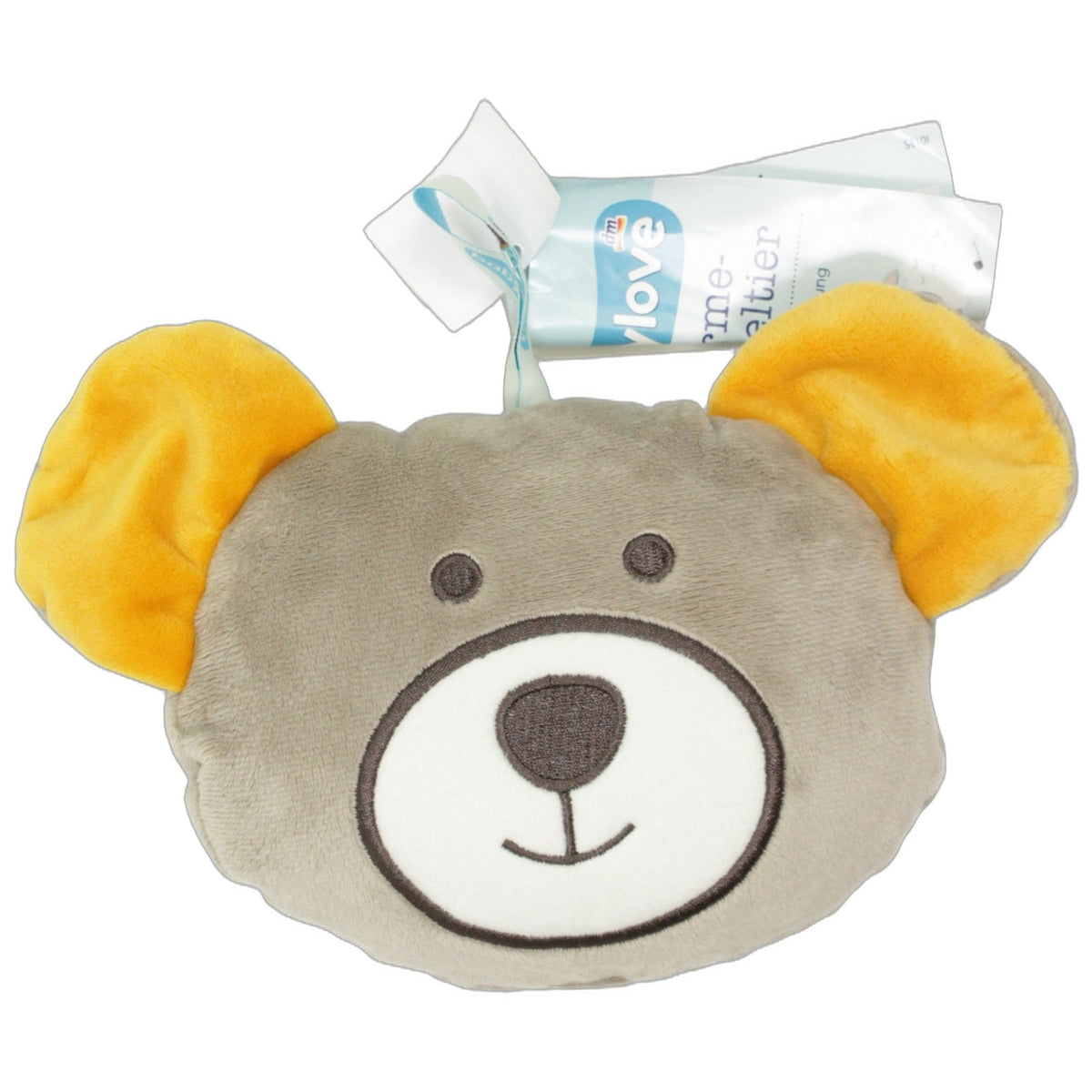 123000029588 Babylove Grauer Bär mit gelben Ohren Wärmekissen mit Bezug Kumpel Leo 20cm Baby & Kleinkind Beige