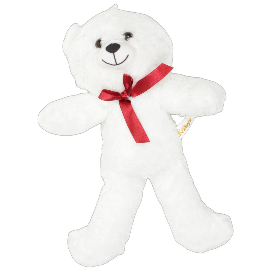 Weißer Teddybär mit roter Schleife
