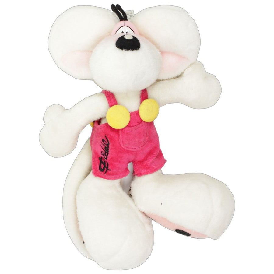 Weiße Diddl-Maus mit pinker Latzhose