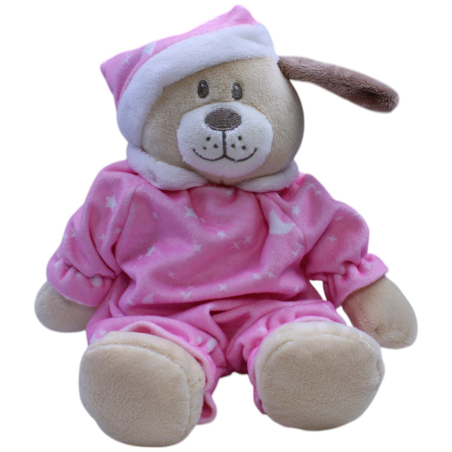 Weicher Hund mit rosa Schlafanzug