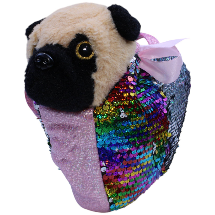 Süßer Mops in Pailetten-Tasche
