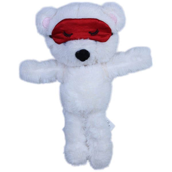 Weißer Teddybär mit Schlafmaske