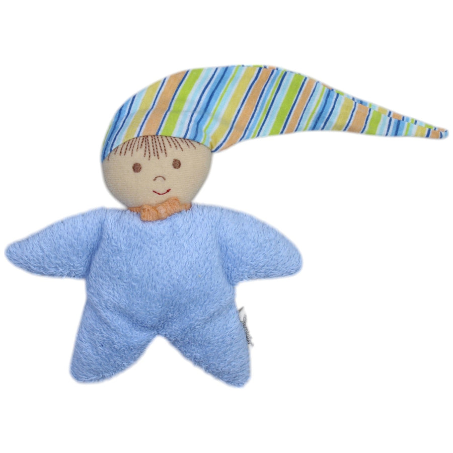Spielpuppe mit Rassel, hellblau