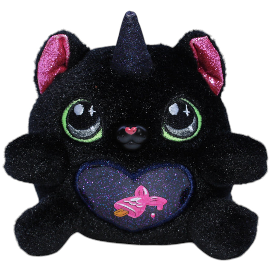 Rainbocorn, schwaze Katze mit Fisch