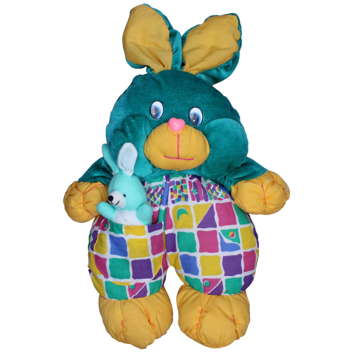 1233485 GEGU Vintage Hase mit Baby in Hosentasche Kuscheltier Kumpel Leo Gebraucht