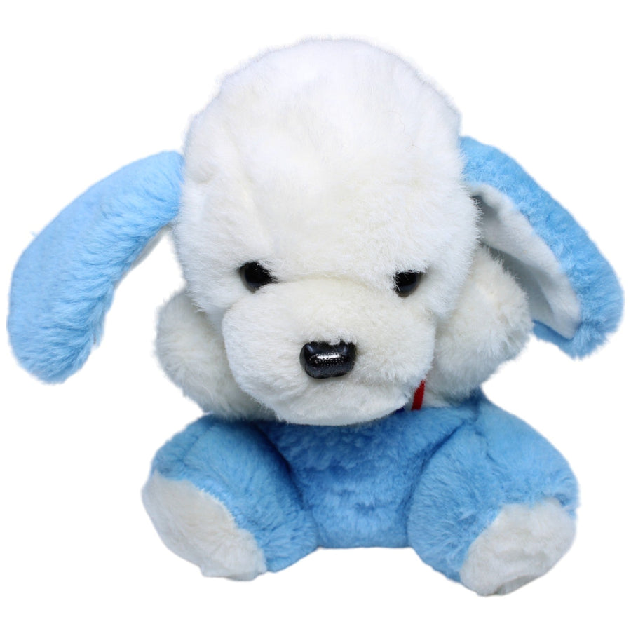 Hund mit Hosenträgern, blau