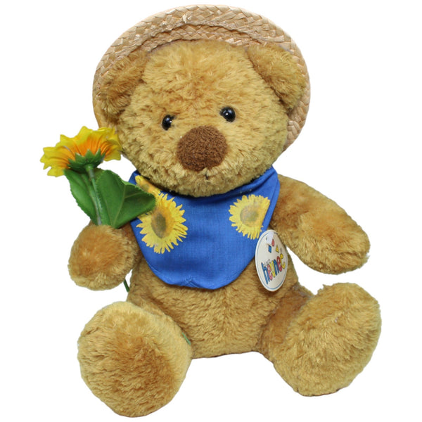 Quelle Teddybär mit Strohhut, Halstuch & Sonnenblume