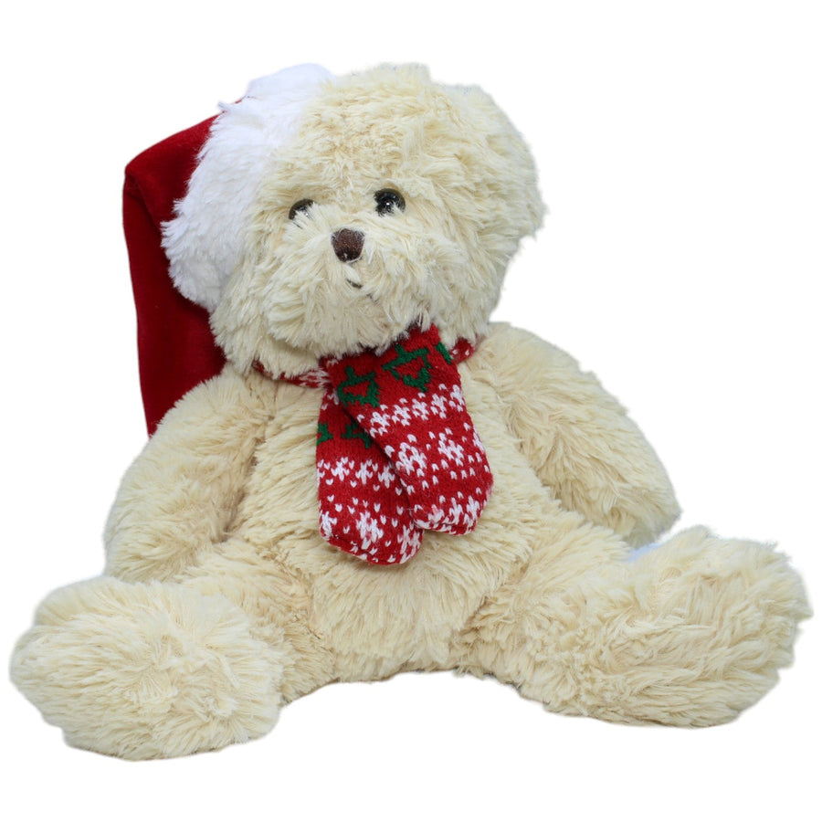 Weihnachts-Teddybär mit Mütze und Schal, hellbraun