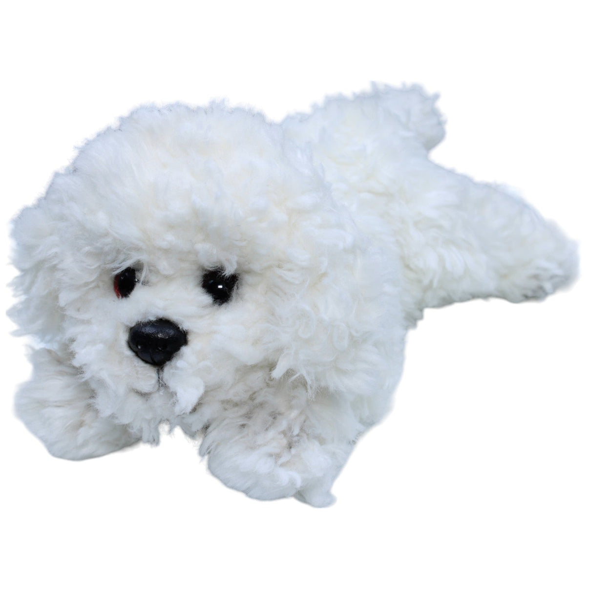 1235920 Uni - Toys Weißer wuscheliger Malteser, liegend Kuscheltier Kumpel Leo Gebraucht