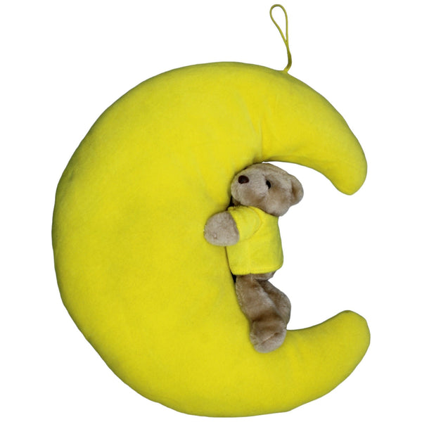 Teddybär auf XL Halbmond, gelb
