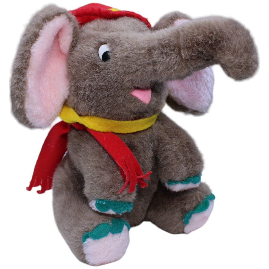 Kuscheltier, Elefant mit Hut und Schal