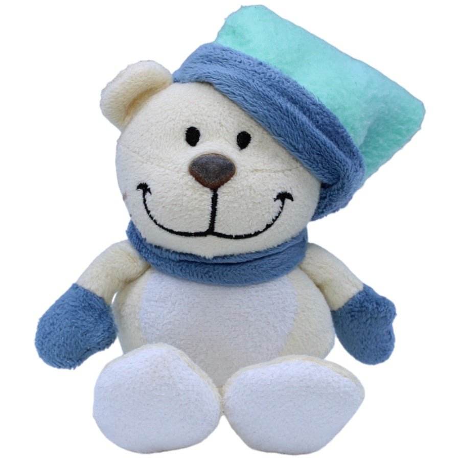 Teddybär mit blauer Mütze und Schal