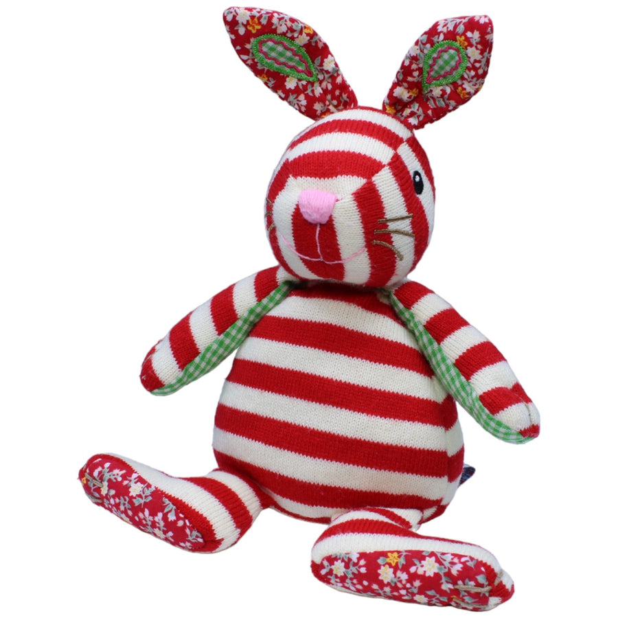 Süßer Hase in Strickoptik, rot-weiß