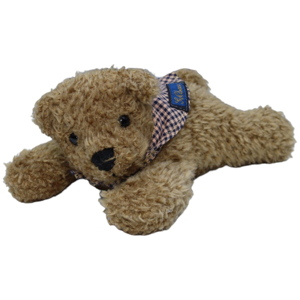 Süßer Teddybär mit kariertem Halstuch, liegend