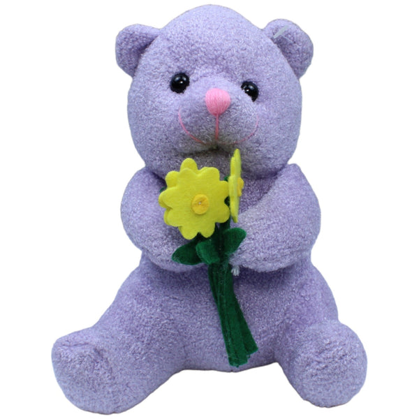 Friends Forever...., lila Teddybär mit gelben Blumen