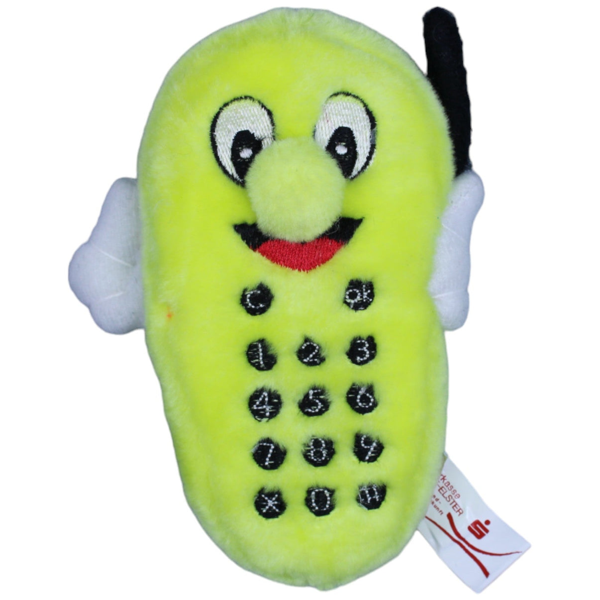 1237045 Sparkasse Elbe - Elster Vintage Plüsch - Handy mit Gesicht, gelb Plüschfigur Kumpel Leo Gebraucht