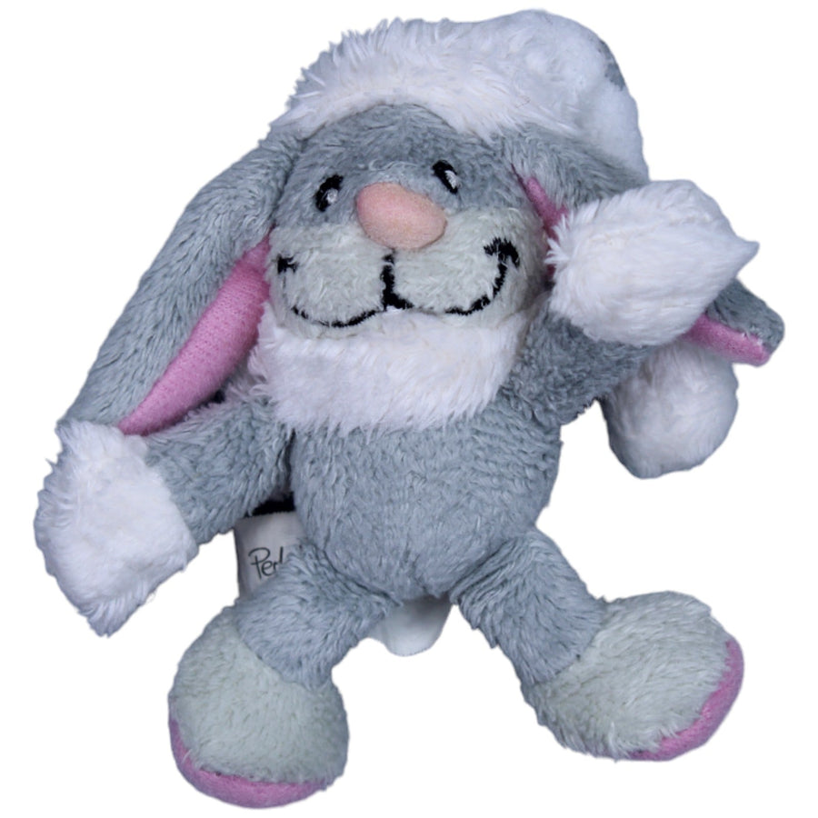 Grauer Hase mit weißer Zipfelmütze und Schal, mini