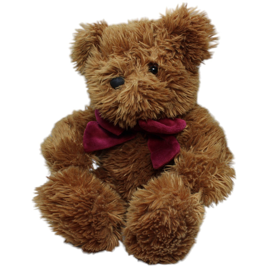 Zotteliger Teddybär mit weinroter Schleife