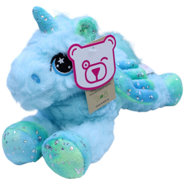 Türkises Einhorn mit Flügel & Glitzer, liegend