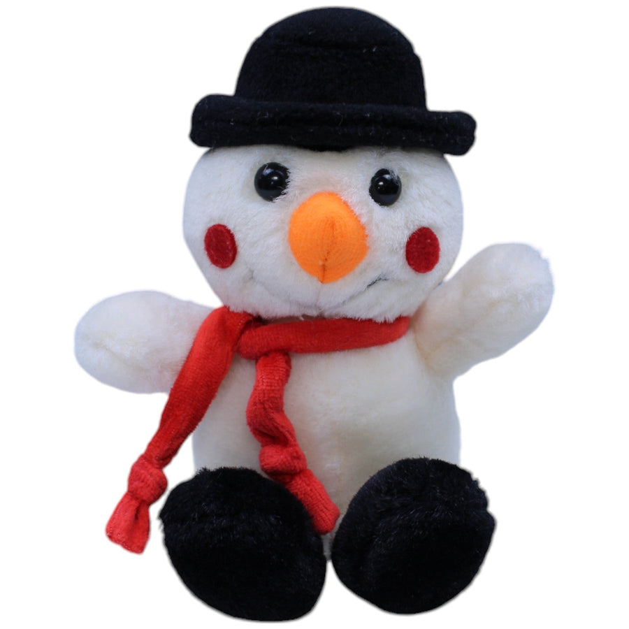 Süßer Schneemann mit Hut und rotem Schal