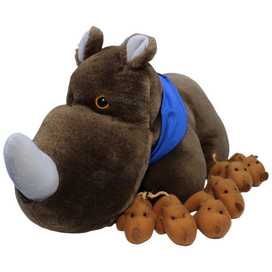 Mutter & Babys, braunes Nashorn mit 6 Babys