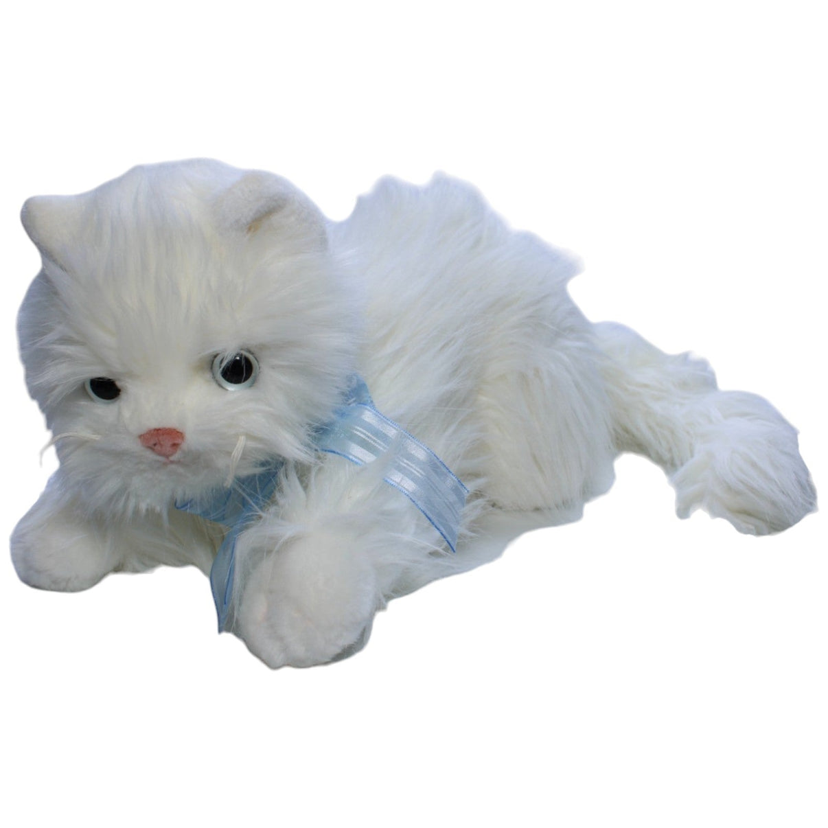 1237935 TY Weiße Langhaar - Katze mit Schleife Kuscheltier Kumpel Leo Angora Gebraucht Vintage