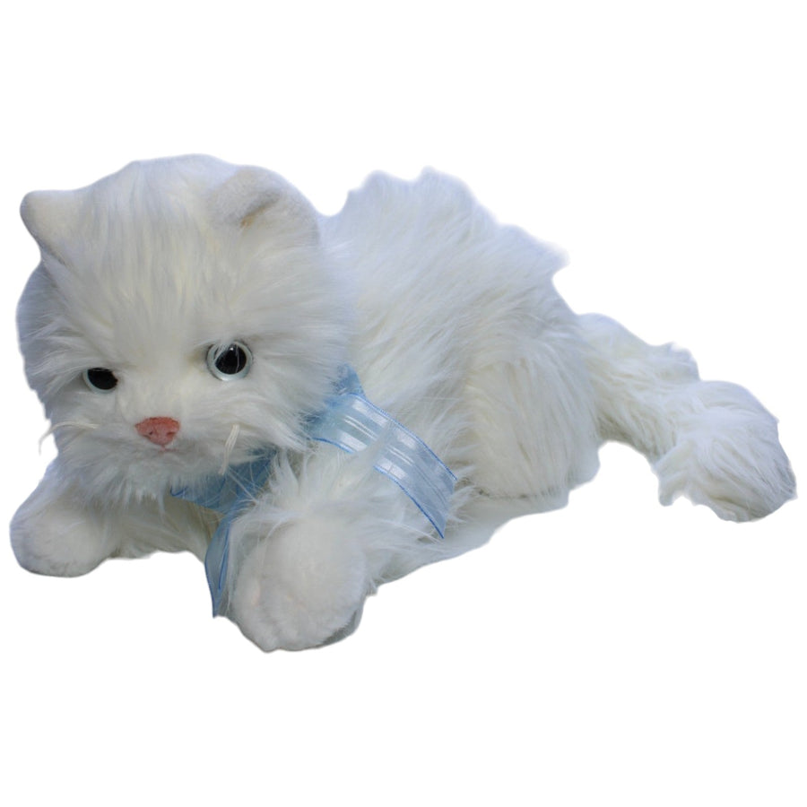 Weiße Langhaar-Katze mit Schleife