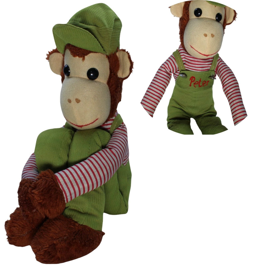 Knee Hugger, Affe in grüner Latzhose (personalisiert "Peter")