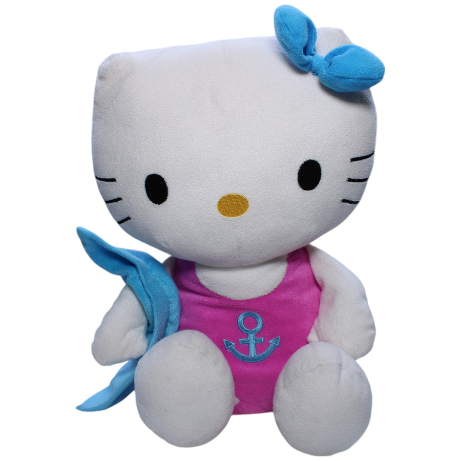Hello Kitty im Badeanzug mit Handtuch, sitzend