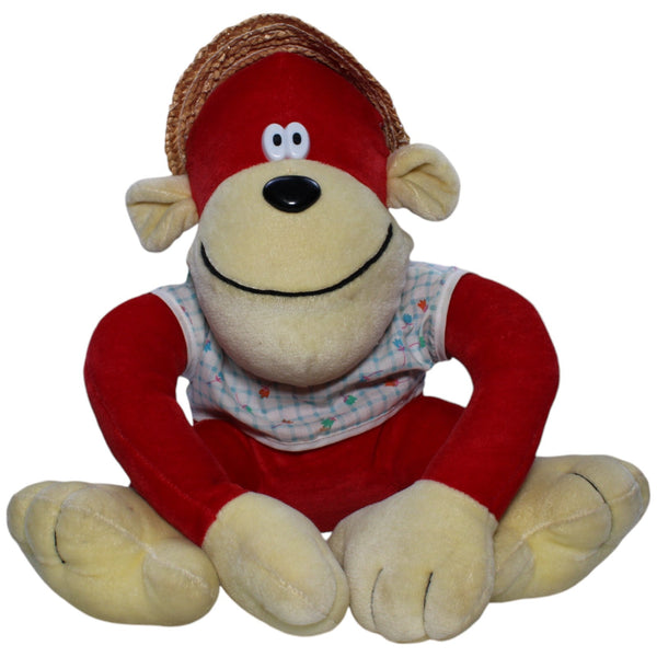 Affe mit Strohhut & Blumenshirt, rot