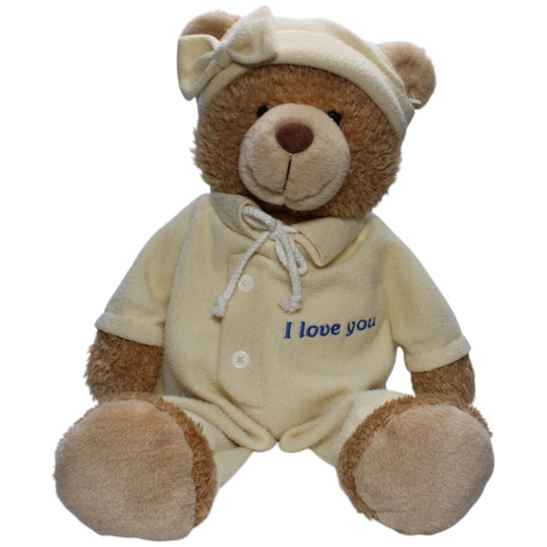 XL Teddybär im Schlafanzug "I love you", beige