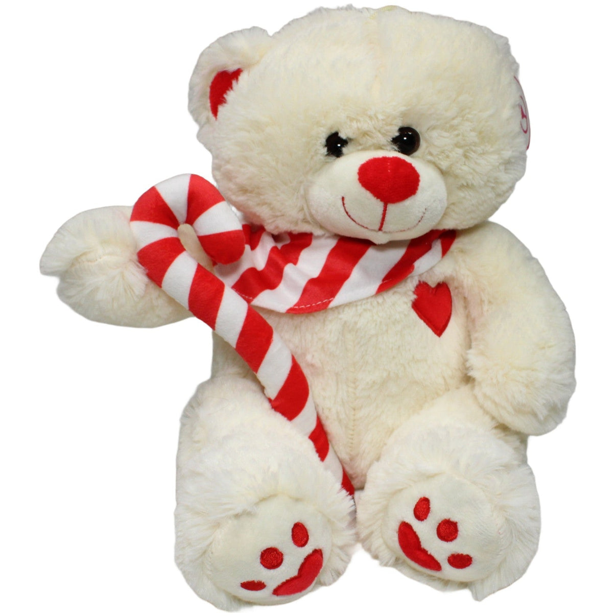 4250383827800 Landahl & Baumann Weißer Weihnachtsteddy mit Zuckerstange, groß Kuscheltier Kumpel Leo 35cm ebay - neu - stofftiere Kuscheltier