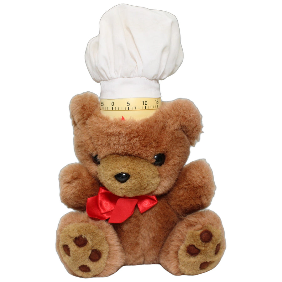Brauner Teddy mit Kochmütze & Eieruhr (defekt)