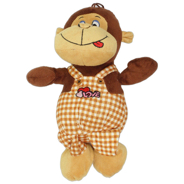 Flos Toys, süßer Affe in karierter Latzhose "LOVE"