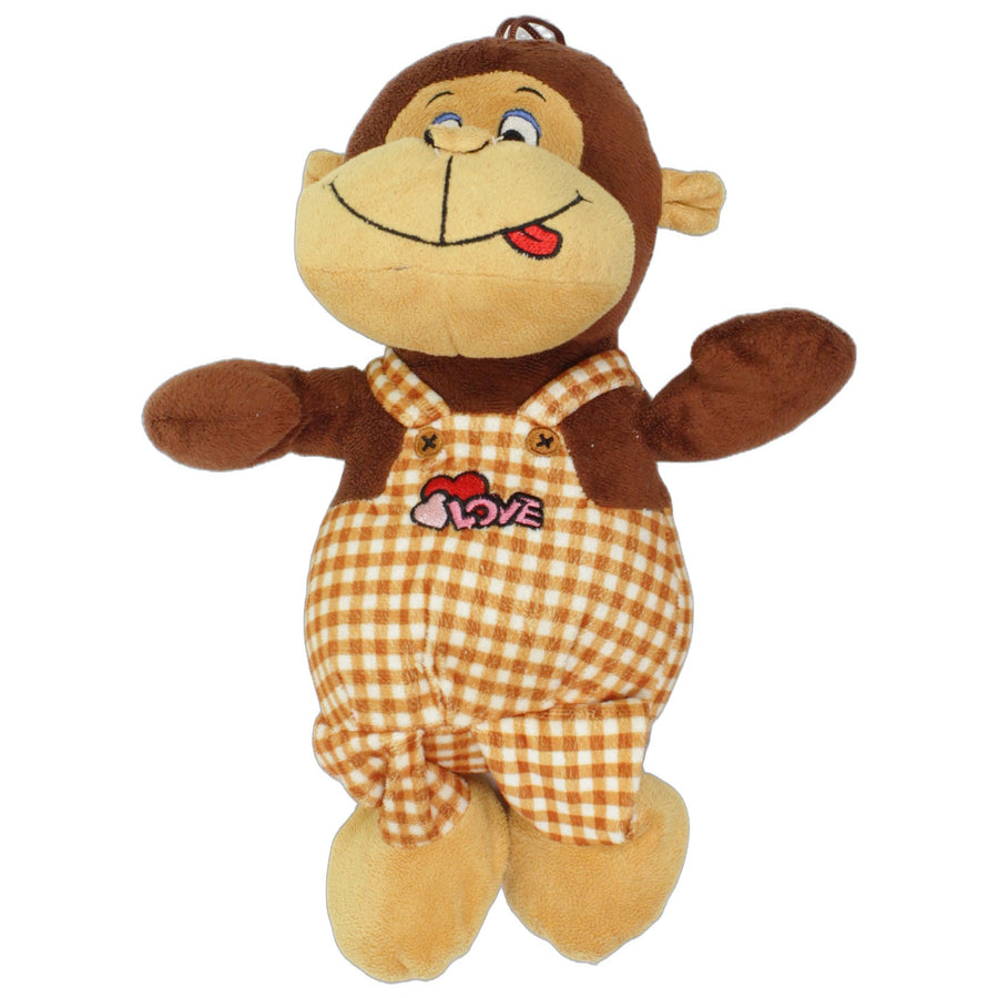 Flos Toys, süßer Affe in karierter Latzhose "LOVE"