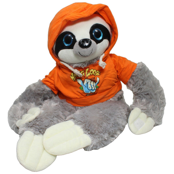 XL Faultier mit orange Hoodie "Hang Loose" & Klett-Händen
