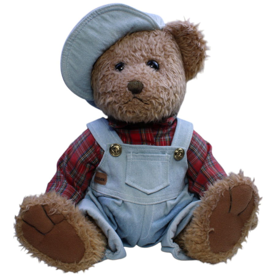 Quelle Teddybär mit Jeans-Latzhose und Hut