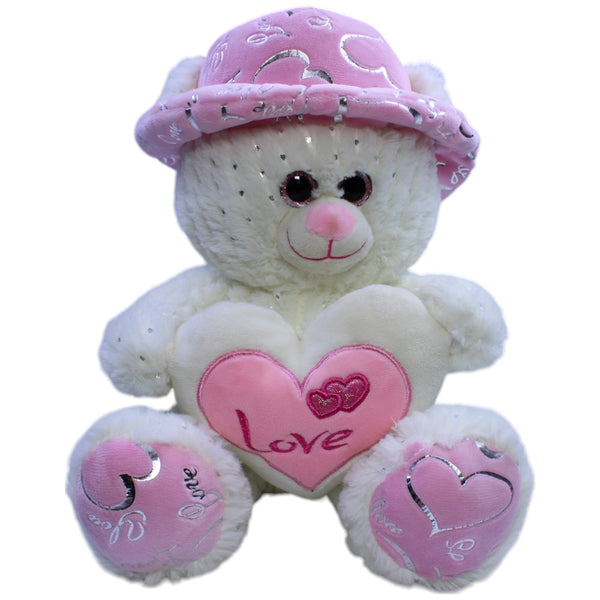 Glitzer-Teddybär mit Herz & Hut "LOVE"