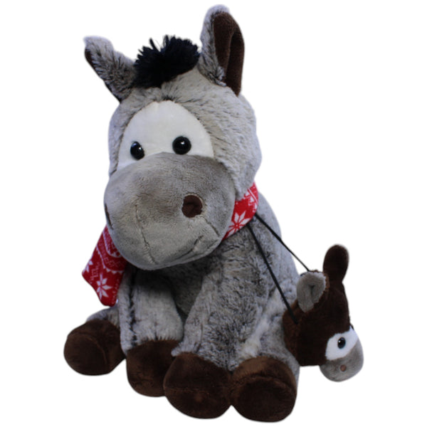 Esel mit Schal & Tasche, sitzend