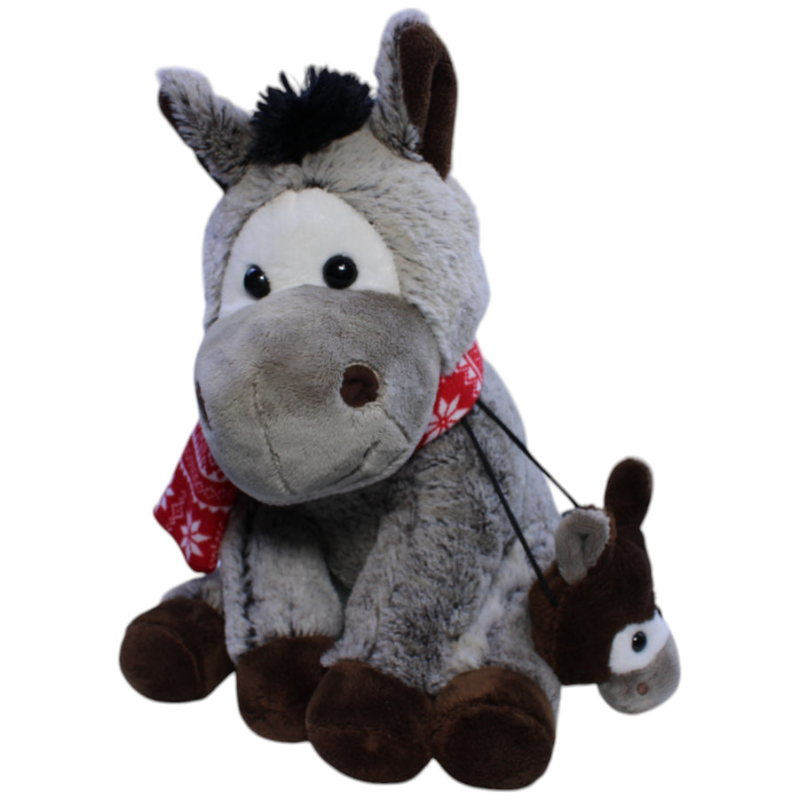 Esel mit Schal & Tasche, sitzend