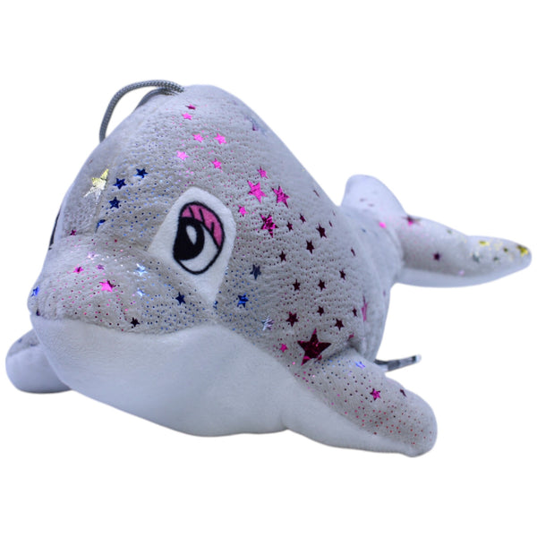 Flos Toys, grauer Delfin mit Glitzer-Sternen