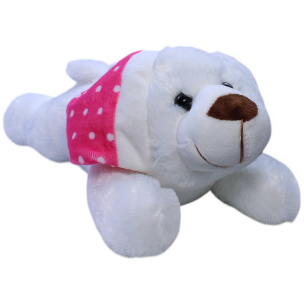 Kuschel Woolis Eisbär mit pinker Mütze, liegend