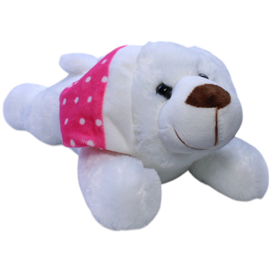 Kuschel Woolis Eisbär mit pinker Mütze, liegend