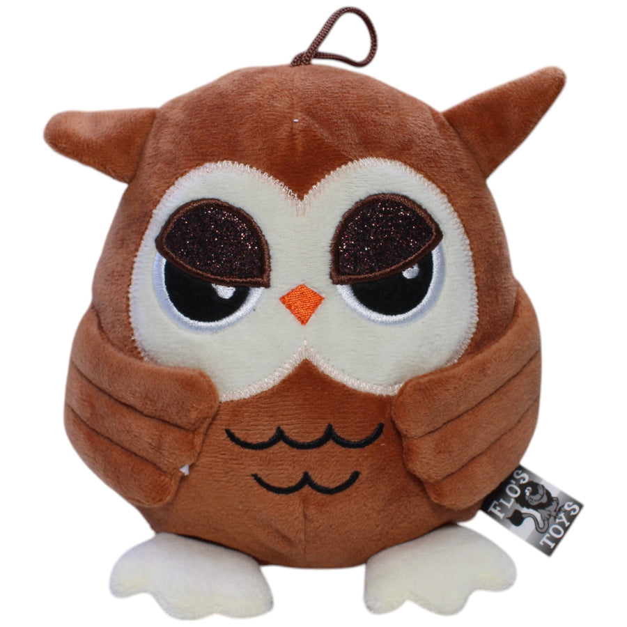 Flos Toys, braune Eule mit Glitzer