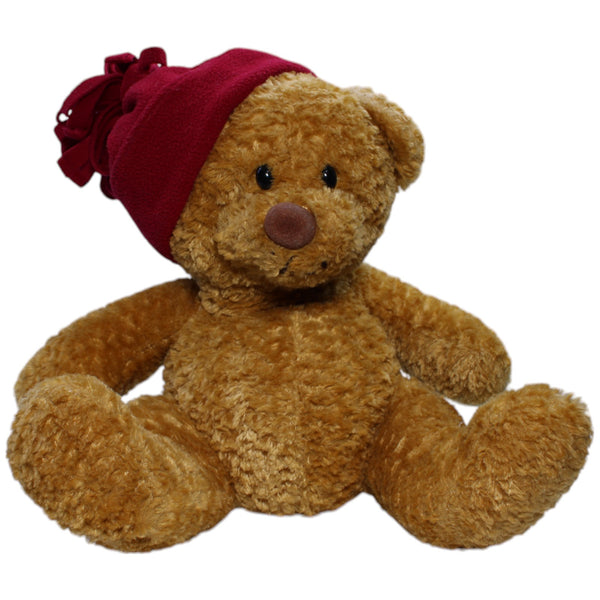 Süßer Teddybär mit roter Mütze, sitzend