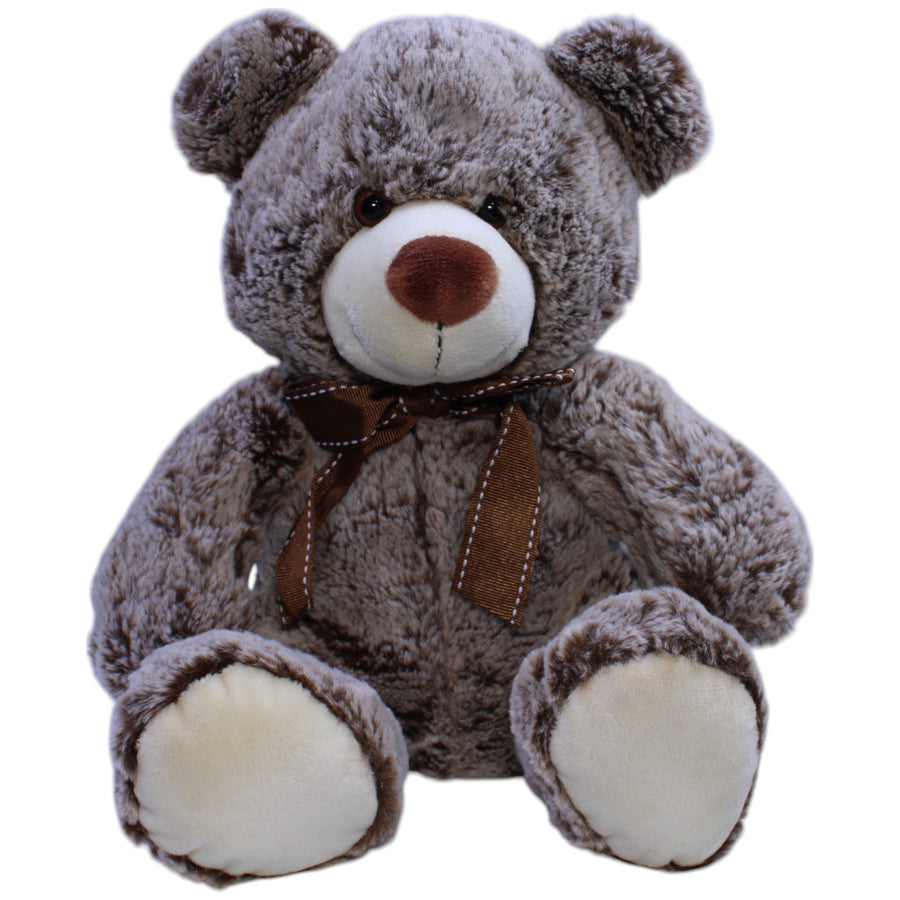 Süßer Teddybär mit brauner Schleife, grau