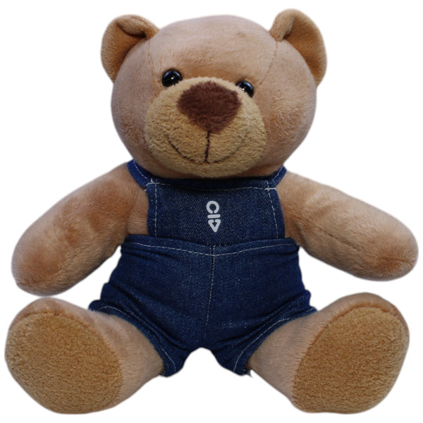 Teddybär mit Jeans-Latzhose