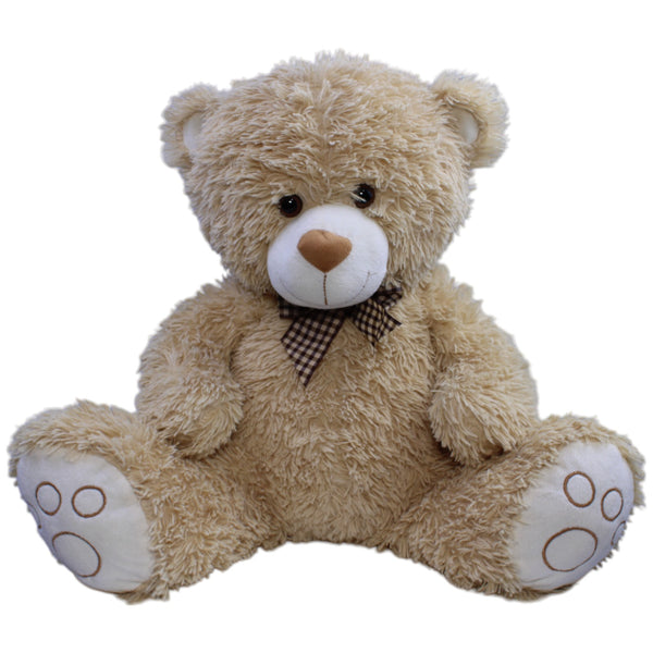 XL Zotteliger Teddybär mit Schleife, beige