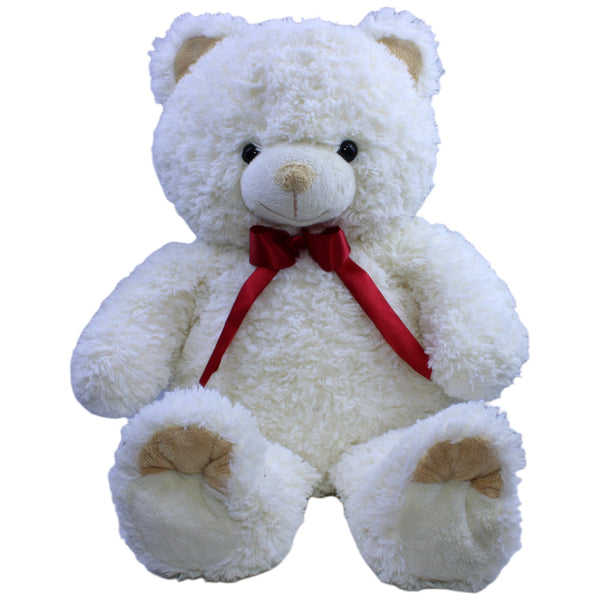 XXL Teddybär mit roter Schleife, weiß